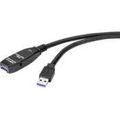 Renkforce Renkforce USB kabel USB 3.2 gen. 1 (USB 3.0) USB-A vtič\, USB-A vtičnica 20.00 m črna aktivno z ojačitvijo signala RF-4598350, (20416062)