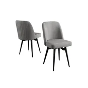 Hanah Home set trpezarijskih stolica Jiva 4 kom, siva tkanina Babyface, crne metalne noge
