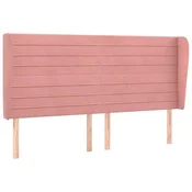 Vidaxl Vzglavje z ušesi roza 183x23x118/128 cm žamet