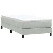 shumee vidaXL Postelja z vzmetnim vzmetnim okvirjem brez vzmetnice svetlo siva 100x210 cm žamet
