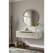 Hanah Home komoda Meyra 120, 120 cm, bela / travertin / zlatna