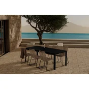 Venture Design Jedilna garnitura Mirko miza s 6 stoli Lindos miza 74x205x90 cm črno rjava