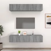 Greatstore TV omarica 4 kosi siva sonoma 80x30x30 cm inženirski les