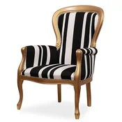 Casa Padrino luxury baroque armchair with stripes black/white/gold - Striped living room armchair in baroque style - Baroque living room furniture - Noble and magnificent