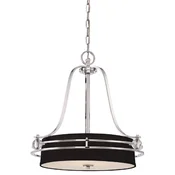 Casa Padrino luxury Art Deco hanging lamp silver/black A� 58.4 x H. 61 cm - Round metal hanging lamp with lampshade - Living room hanging light - Art Deco lights - Luxury lights