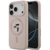 Karl Lagerfeld Liquid Silicone Karl and Choupette MagSafe Zadnji Pokrov za iPhone 17 Pro Roza