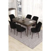 Hanah Home Set Trpezarijski sto i 6 stolica Eva, Crno-braon