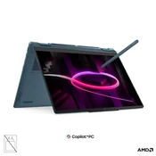 LENOVO Yoga 7 2-v-1 prenosnik, AMD Ryzen AI 7 445, 14 2.8K WQXGA+ OLED, 32 GB, 1 TB, UMA, Windows 11 Home, barva Tidal Teal, 3-letna garancija, brez napajalnika