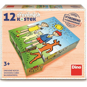 Dino slikovne kocke Pes in mačka, 12 kock