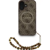 Guess PU Leather 4G Colored Ring Strap MagSafe Zadnji pokrovček za iPhone 16 Brown
