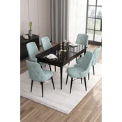 Hanah Home Set Trpezarijski sto i 6 stolica Are, Zeleno-crni