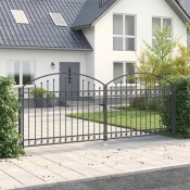 vidaXL Ograjna vrata ASSEN 401 x 200 cm Jeklo Siva Zaklenljivo