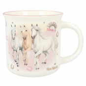 Poklon šalica Miss Melody, Pink, pastelne boje, 3 konja