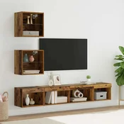 TV zidne jedinice s LED-om 5 pcs Staro drvo Konstruirano drvo