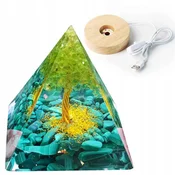 shumee Piramidasti ORGONIT + LED PODSTAVEK ZA SVETILKO 5 cm KRISTALNI KAMNI AMULET 5 cm VX12