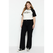 Trendyol Curve Black High Waist Dirty Tie Detailed Wide Leg Jeans