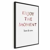 Slika - Unique Moment (1-part) - English Text on White Background 60x90 U crnom drvenom okviru