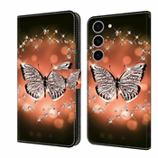 Eleganten etui ovitek za Samsung S24 5G, Metulj s kristali