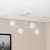 EMIBIG LIGHTING Stropna svetilka Kabo, 1 ročaj, bela, štiri žarnice - Dnevna soba/jedilnica - Sodobni - Steklo