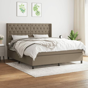 Greatstore Box spring postelja z vzmetnico taupe 160x200 cm blago