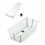 Stokke kad Flexi bath X-large Bundle z oporo za novorojenčka transparent green