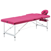 vidaXL Sklopivi masažni stol s 3 zone aluminijski ružicasti