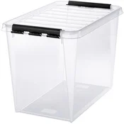 Škatla za shranjevanje, plastična, 61 litrov, črni ročaji, SMARTSTORE Classic 65, prozorna