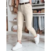Spodnie damskie slim fit z paskiem TAIRONIK jasnobeżowe Dstreet