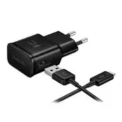 SAMSUNG mrežni punjač s USB priključkom 15 W, brzi punjač + microUSB kabel, CRNA EP-TA200EBE_MICROUSB