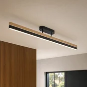 Lucande LED-stropna svetilka Holven, črna/les, CCT, z možnostjo zatemnitve - Dnevna soba/jedilnica - Sodobni - svetlo leseno, črno