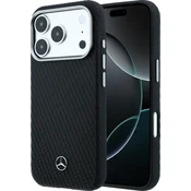 Mercedes PU usnjeni semi wrap MagSafe zadnji ovitek za iPhone 17 Pro Max, črn