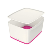 Leitz MyBox A4 Groß + Deckel weiß/pink