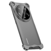 Minimalističen ovitek Naked Metal z alu zaščito robov in steklom za zadnje kamere za Xiaomi 14 Ultra - onyx black