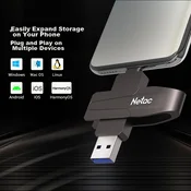 Netac USB Flash memorija, 128GB, Type-C, USB 3.2, OTG, Crna
