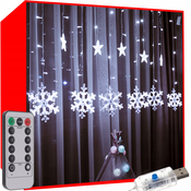 Božicna svjetla svjetlosna zavjesa 138 LED hladno bijela 8 funkcija USB zvjezdice i snježne pahulje