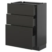 METOD / KNIVSHULT Podni element s 3 ladice, crno-siva/Nickebo mat antracit, 60x37 cm