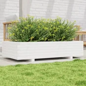 Vidaxl Vrtno cvetlično korito belo 110x60x26,5 cm trdna borovina
