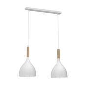 Luster na sajli NOAK WOOD 2xE27/15W/230V bela/bukva