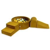 shumee Penasto igrišče z okroglim bazenom 90x30 Velvet gold + 200 žog: rumena, svetlo mint, kovinski grafit, bela