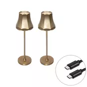 Set 2 retro namiznih svetilk roza zlata polnilnih IP44 - Granny