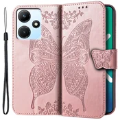 GS Preklopni ovitek za Infinix Hot 30i, metulj, roza zlata
