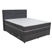 Hom`in POSTELJA BOXSPRING 160 cm  x 200 cm , les, tekstil, leseni material temno siva