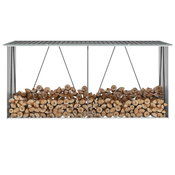 vidaXL Vrtna lopa za drva pocinkano jeklo 330x84x152 cm sive barve