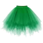 Žensko krilo Tutu iz tila Retro, velikost L, zelen, obseg pasu 79–117 cm, dolžina 45,5–48,5 cm, večplastni til, elastičen pas, udobno, vsestransko za obleke, predstave, zabave