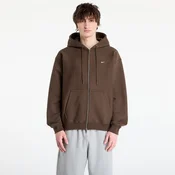 Mikina Nike Solo Swoosh Mens Full-Zip Fleece Hoodie Dark Hazel/ White L