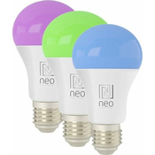 Immax NEO LITE SMART set 3x žarnica LED E27 9W RGB+CCT barvna in bela, možnost zatemnitve, Wi-Fi, TUYA
