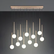 Trio Lighting Visoka svetilka Firano, zlata barva, dolžina 129 cm, kovina, 11-žarilna. - Dnevna soba/jedilnica - Sodobni - zlata, bela