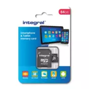 INTEGRAL spominska kartica MicroSDXC 64 GB Class 10 U1 + adapter (INMSDX64G10-90SPTAB)