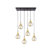Luster na sajli LACRIMA HONEY 6xE27/60W/230V crna/zlatna/dimljeno bež