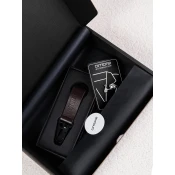 Ombre Mens travel style gift set - silver pin and key ring